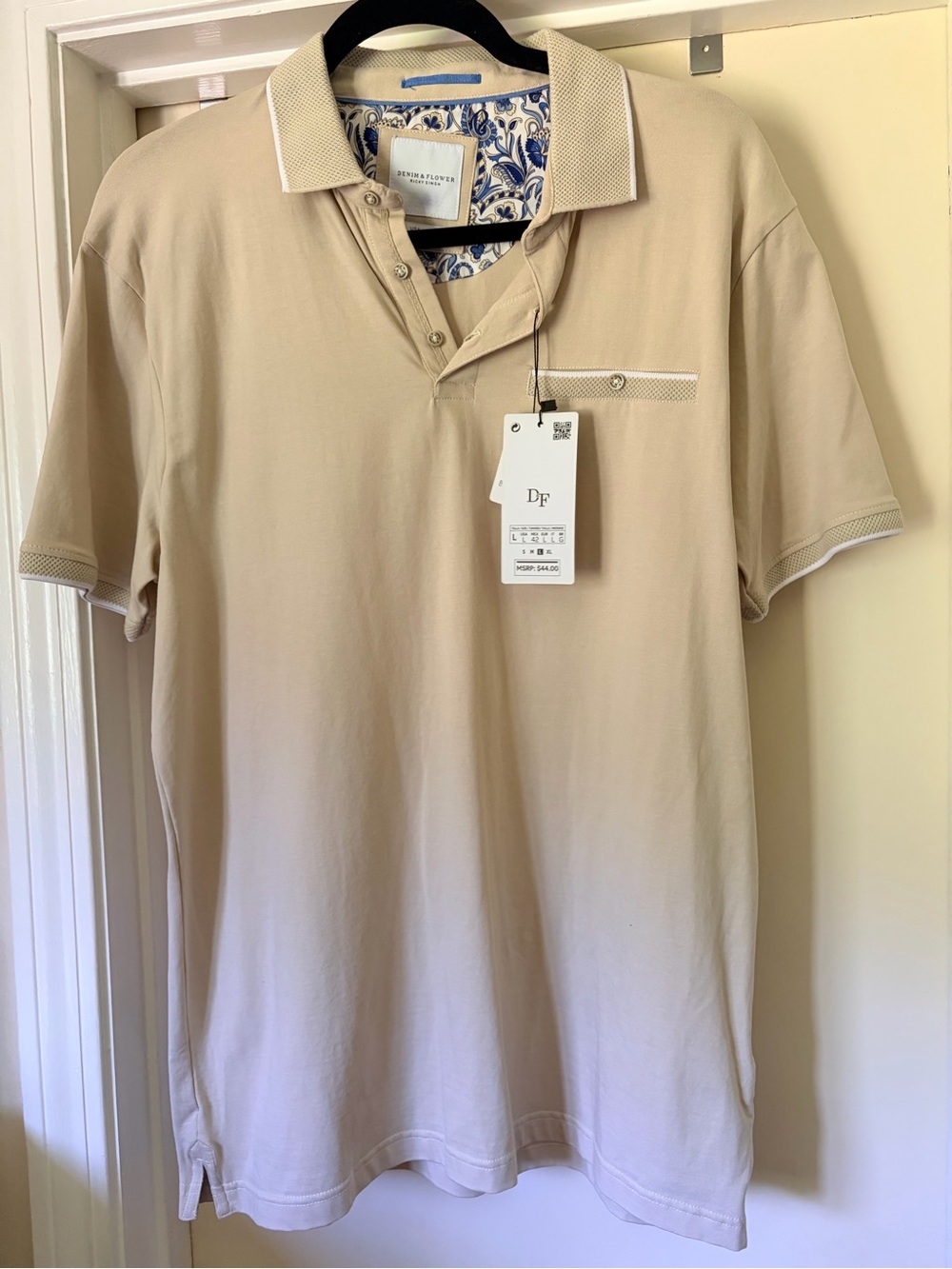 NWT Denim & Flower Beige Short-Sleeve Polo